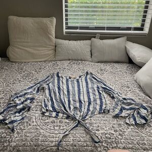 Altar’d State Blue Striped Crop Top